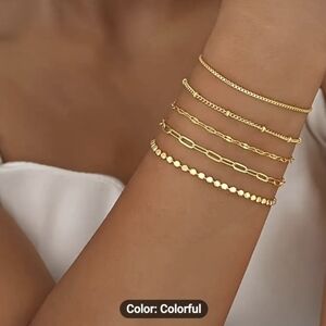 💛💛NEW💛💛 BEAUTIFUL!! 5PC 14kt GOLD Plated Bracelet Set